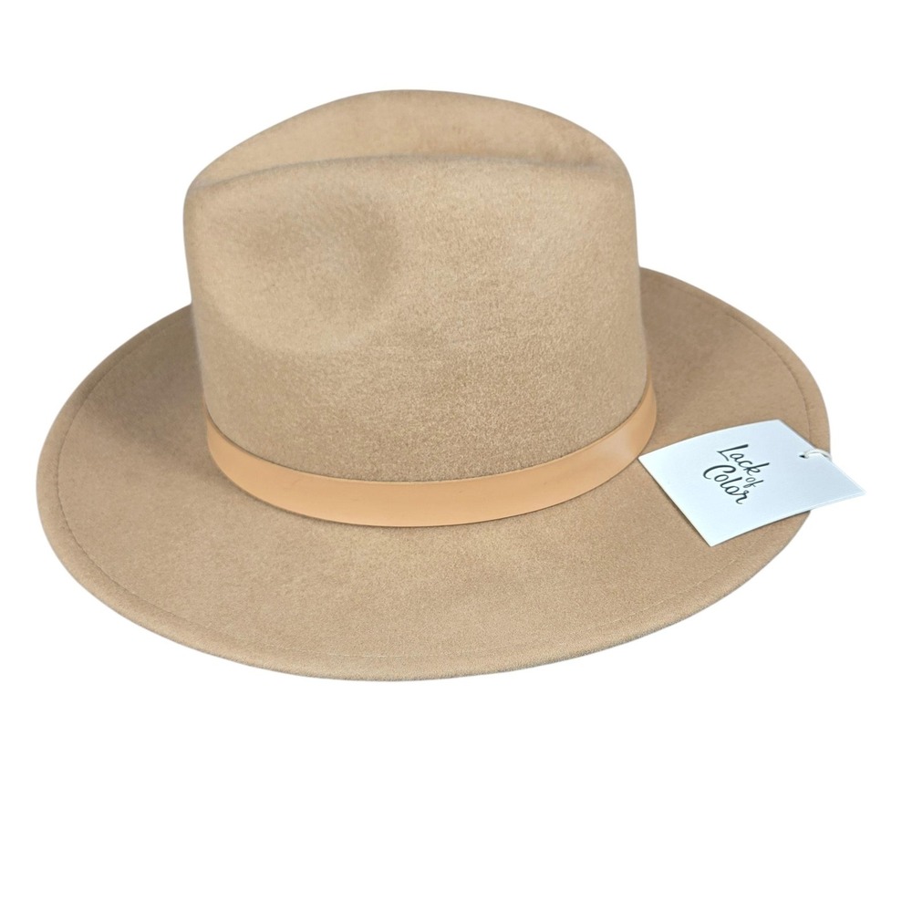 Lack of Color The Mack Womens Medium NEW Tan Wool Tall Wide Brim Fedora Boho Hat